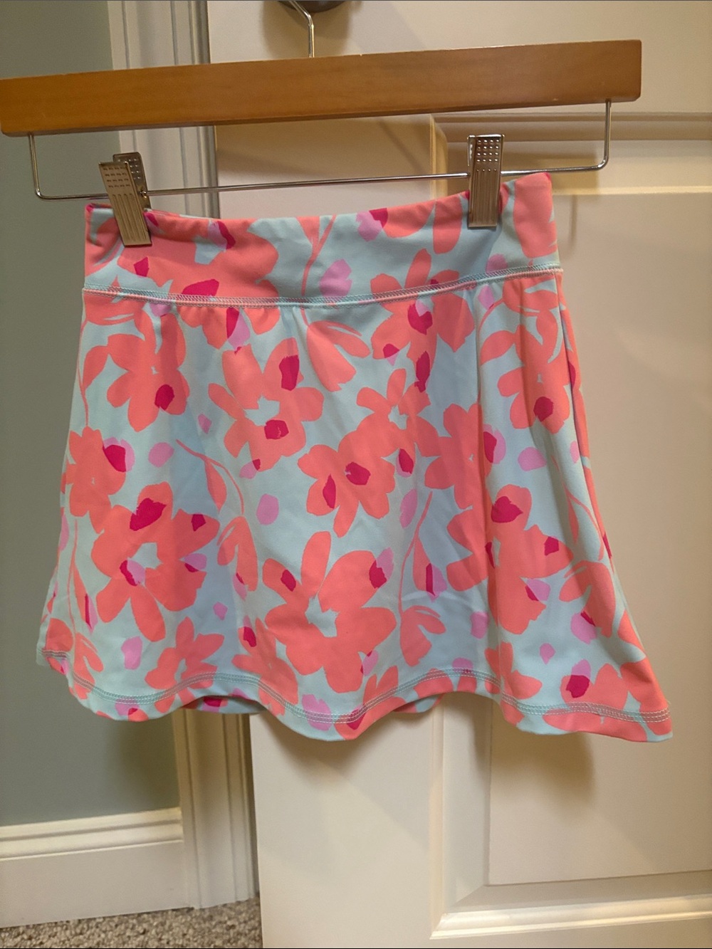 Crewcuts Coral Pink Floral Skort on Light Blue